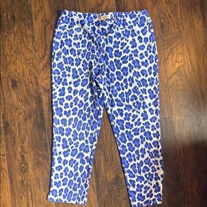 Jude Connally blue leopard print capri pant size L (F5)